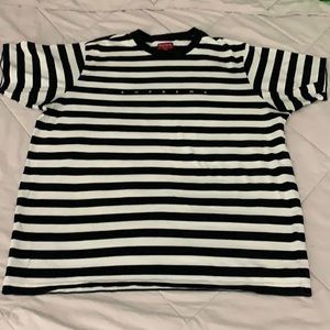 Black/white striped supreme tee
